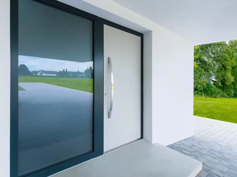 porte d'entrée avec vitrage fixe. ultra sécurisée et isolante. marque internorm. leader européen. par Niort menuiserie, entreprise de pose de menuiseries, Deux-Sèvres, 79, France
